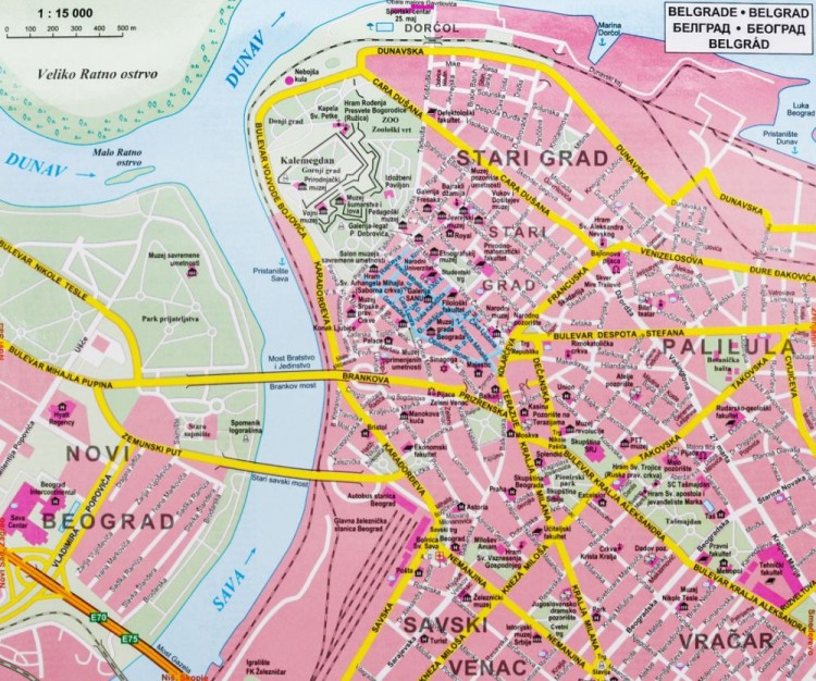 Serbia, Kosowo i Czarnogóra. Mapa ścienna drogowa wydawnictwa Gizi Map. Fragment 5