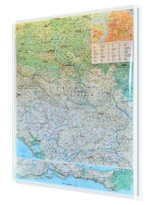 Serbia, Kosowo i Czarnogóra. Mapa drogowa w wersji do wpinania. Rama alu SLIM