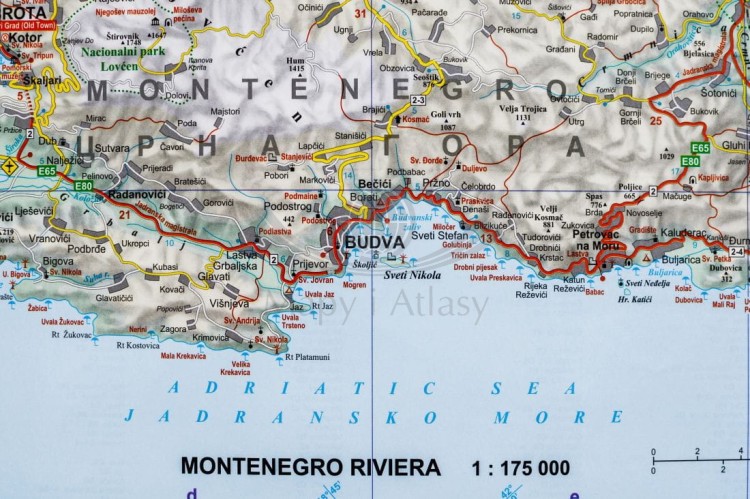 Serbia, Kosowo i Czarnogóra. Mapa drogowa w wersji do wpinania. Rama alu SLIM. Fragment 4