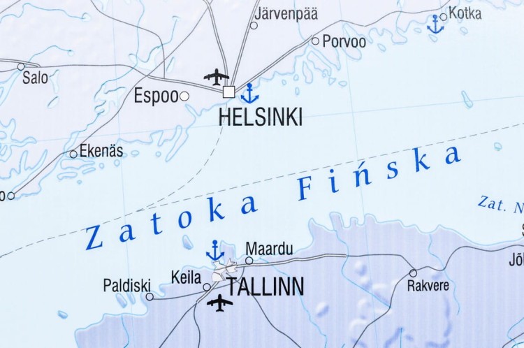 Kraje basenu Morza Bałtyckiego. Mapa polityczna. Rama alu SLIM. Fragment 3