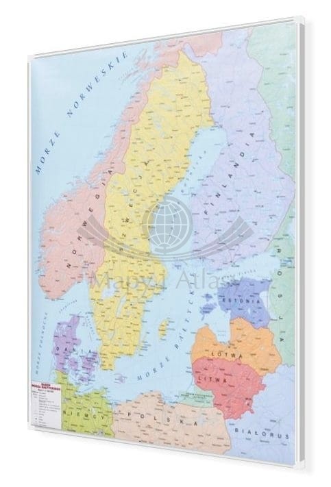 Kraje basenu Morza Bałtyckiego. Mapa polityczna w wersji magnetycznej. Rama alu SLIM