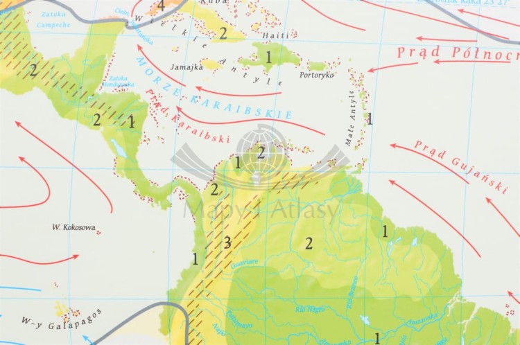 Świat 1:26 000 000. Strefy klimatyczne. Mapa. Rama alu SLIM. Fragment 7