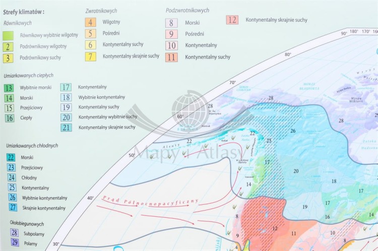 Świat 1:26 000 000. Strefy klimatyczne. Mapa. Rama alu SLIM. Legenda 1