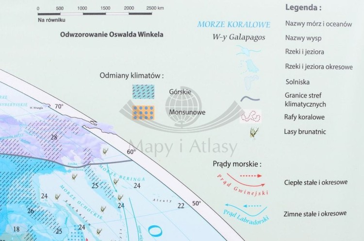 Świat 1:26 000 000. Strefy klimatyczne. Mapa. Rama alu SLIM. Legenda 2