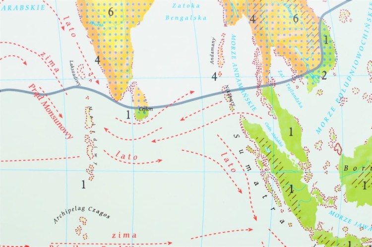 Świat 1:26 000 000. Strefy klimatyczne. Mapa w wersji do wpinania. Rama alu SLIM. Fragment 4
