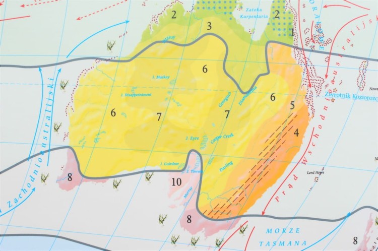 Świat 1:26 000 000. Strefy klimatyczne. Mapa w wersji do wpinania. Rama alu SLIM. Fragment 5