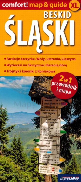 Beskid Śląski 2 w 1. Laminowana mapa turystyczna + Miniprzewodnik wydawnictwa ExpressMap. Okładka
