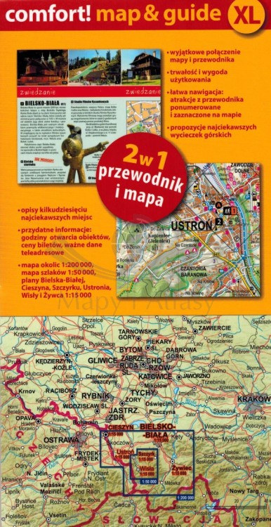 Beskid Śląski 2 w 1. Laminowana mapa turystyczna + Miniprzewodnik wydawnictwa ExpressMap. Okładka tył