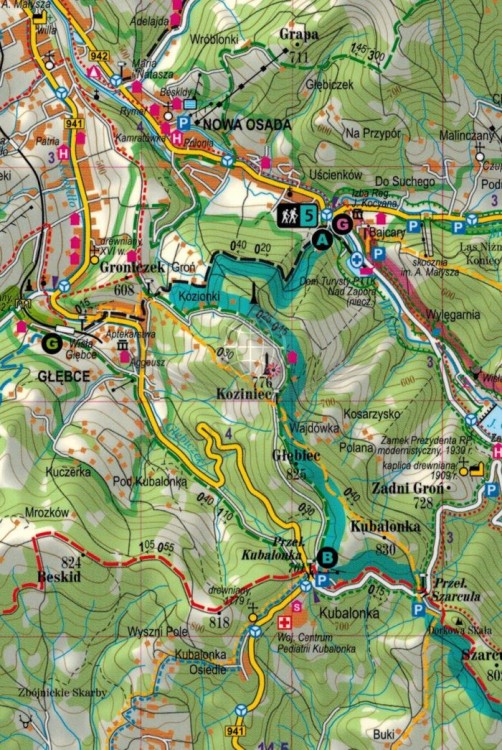 Beskid Śląski 2 w 1. Laminowana mapa turystyczna + Miniprzewodnik wydawnictwa ExpressMap. Fragment 1