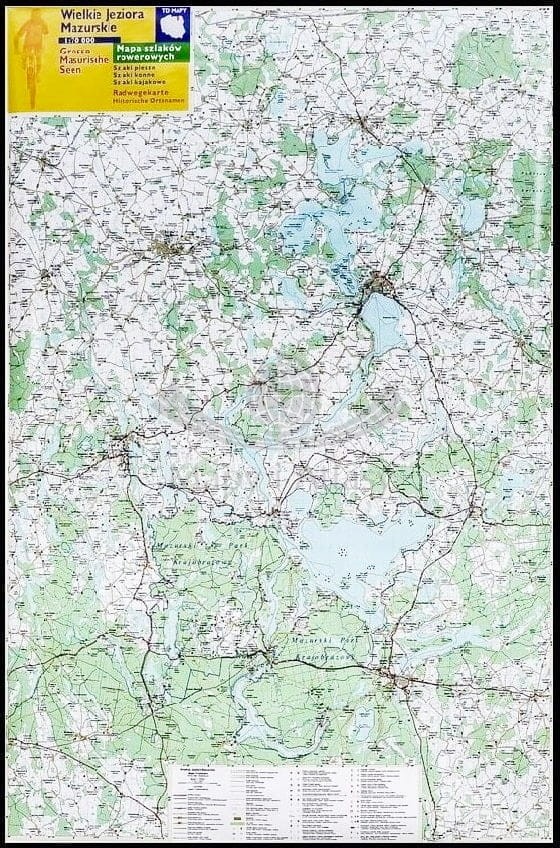Mazury / Wielkie Jeziora Mazurskie. Mapa turystyczna w ramie drewnianej