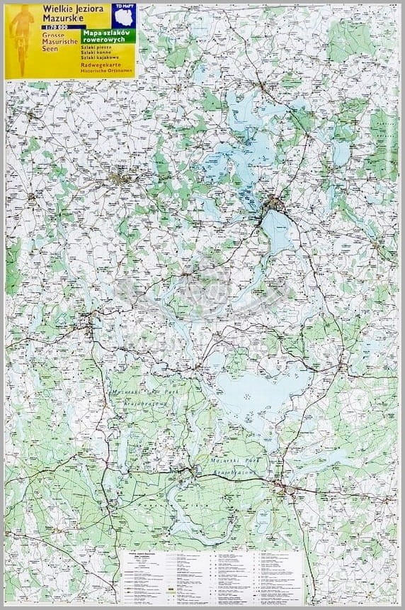 Mazury / Wielkie Jeziora Mazurskie. Mapa turystyczna. Wersja do wpinania