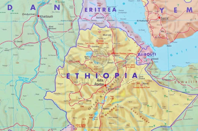 Afryka 1:8 000 000. Mapa ścienna polityczna wydawnictwa Freytag & Berndt. Fragment 1