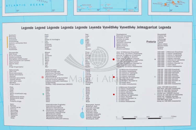 Afryka 1:8 000 000. Mapa ścienna polityczna wydawnictwa Freytag & Berndt. Legenda