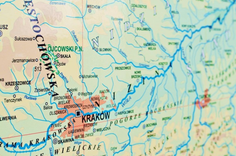 Polska południowa 1:435 000. Mapa ścienna fizyczna. Fragment 6