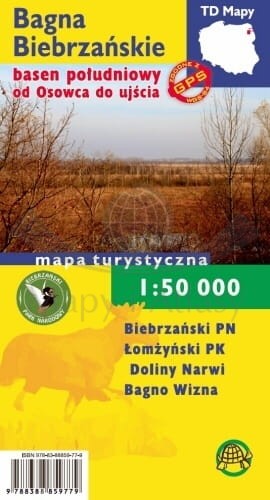 Bagna Biebrzańskie. Basen południowy od Osowca do ujścia. Mapa turystyczna wydawnictwa Agencja TD