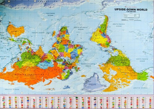 Świat do góry nogami 1:40 000 000. Mapa polityczna w wersji do wpinania. Rama alu SLIM
