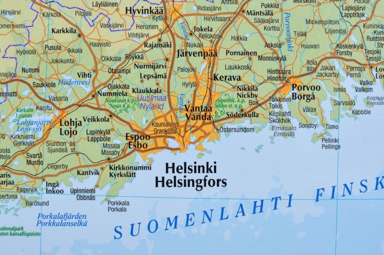 Finlandia 1:1 000 000. Mapa ścienna drogowo-fizyczna. Fragment 1