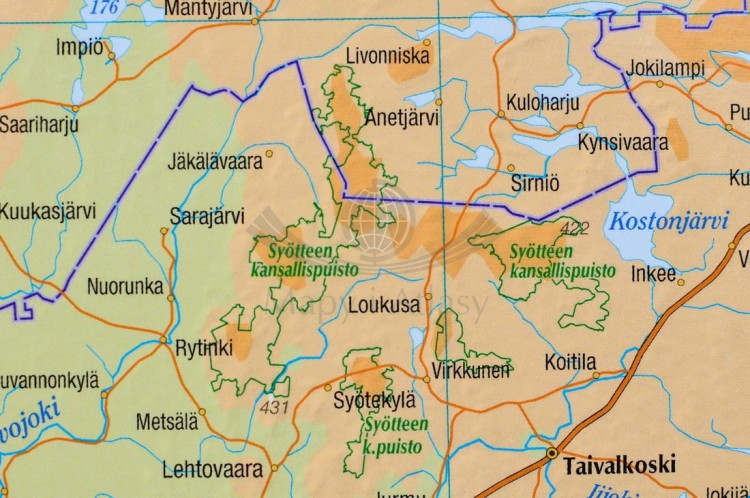 Finlandia 1:1 000 000. Mapa ścienna drogowo-fizyczna. Fragment 6