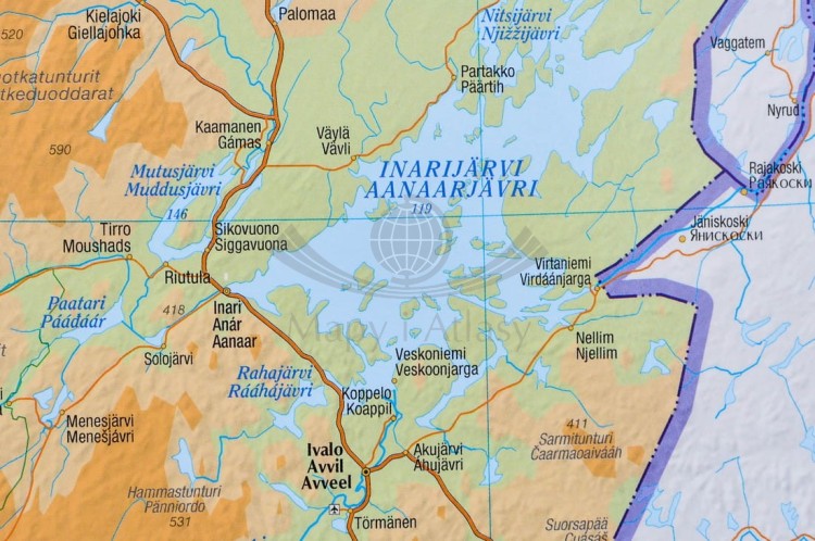 Finlandia 1:1 000 000. Mapa ścienna drogowo-fizyczna. Fragment 7