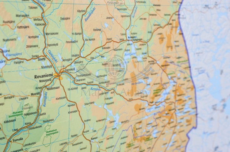 Finlandia 1:1 000 000. Mapa ścienna drogowo-fizyczna. Fragment 9