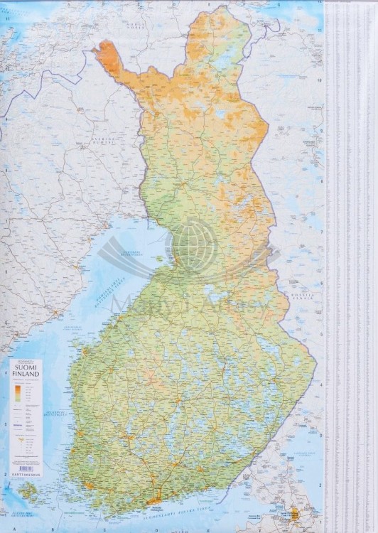 Finlandia 1:1 000 000. Mapa drogowo-fizyczna w wersji do wpinania. Rama alu SLIM