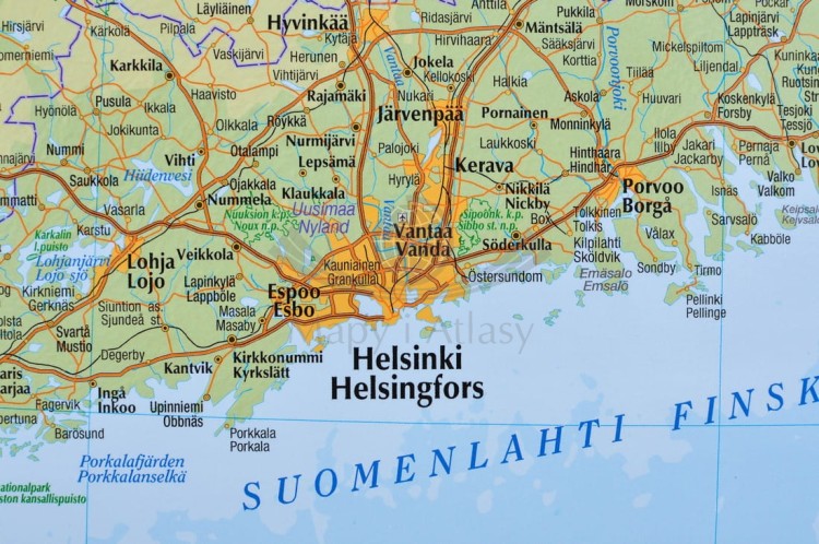 Finlandia 1:1 000 000. Mapa drogowo-fizyczna w wersji do wpinania. Rama alu SLIM. Fragment 1