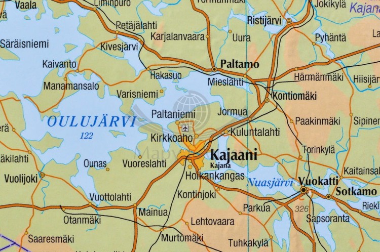 Finlandia 1:1 000 000. Mapa drogowo-fizyczna w wersji do wpinania. Rama alu SLIM. Fragment 4