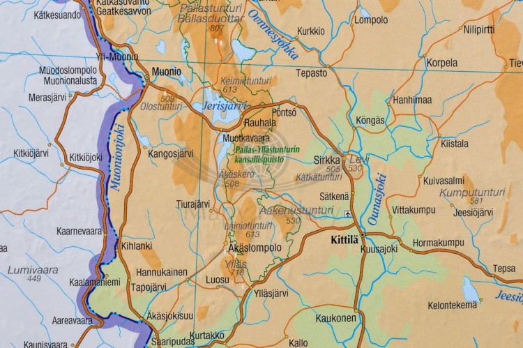 Finlandia 1:1 000 000. Mapa drogowo-fizyczna w wersji do wpinania. Rama alu SLIM. Fragment 8