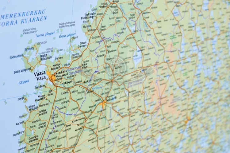 Finlandia 1:1 000 000. Mapa drogowo-fizyczna w wersji do wpinania. Rama alu SLIM. Fragment 10