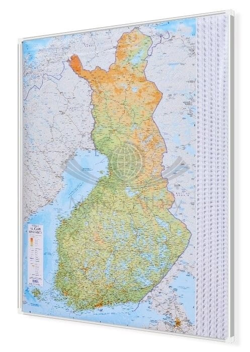 Finlandia 1:1 000 000. Mapa drogowo-fizyczna magnetyczna. Rama alu SLIM