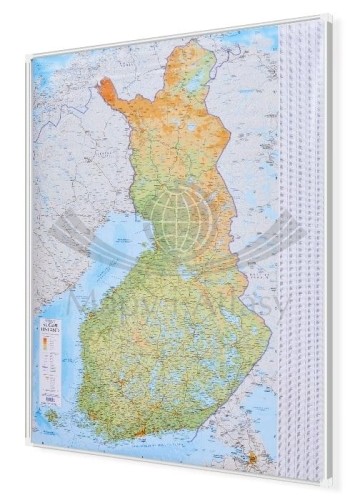 Finlandia 1:1 000 000. Mapa drogowo-fizyczna w wersji magnetycznej. Rama alu SLIM