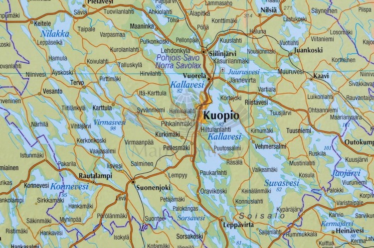 Finlandia 1:1 000 000. Mapa drogowo-fizyczna w wersji magnetycznej. Rama alu SLIM. Fragment 3