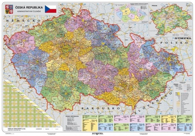 Czechy. Mapa administracyjno-drogowa w wersji magnetycznej. Rama alu SLIM