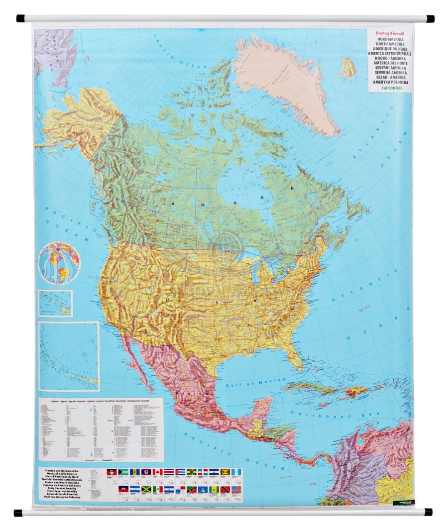 Ameryka Północna 1:8 000 000. Mapa ścienna polityczna. Freytag & Berndt