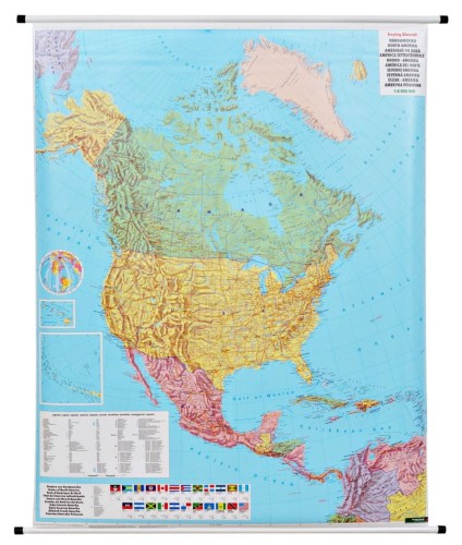 Ameryka Północna 1:8 000 000. Mapa ścienna polityczna wydawnictwa Freytag & Berndt