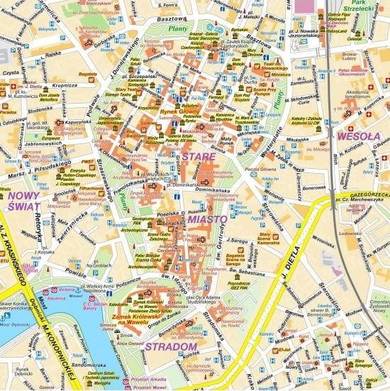 Kraków 1:20 500. Mapa ścienna / plan miasta wydawnictwa Compass. Fragment 3