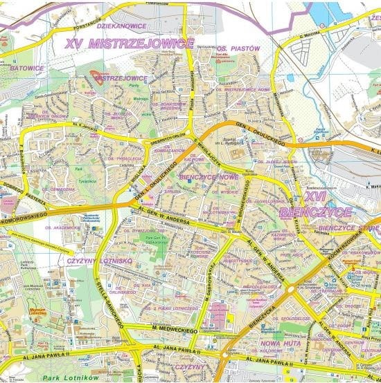 Kraków 1:20 500. Mapa ścienna / plan miasta wydawnictwa Compass. Fragment 5