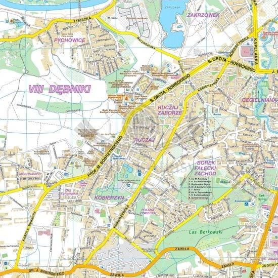 Kraków 1:20 500. Arkusz, mapa ścienna / plan miasta. Wydawnictwo: Compass. Fragment 1