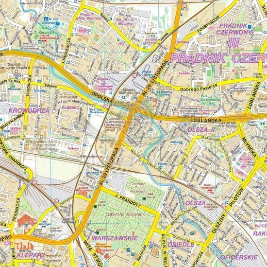 Kraków 1:20 500. Arkusz, mapa ścienna / plan miasta. Wydawnictwo: Compass. Fragment 4