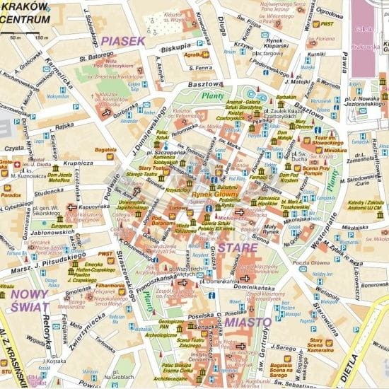 Kraków 1:20 500. Arkusz, mapa ścienna / plan miasta. Wydawnictwo: Compass. Fragment 6