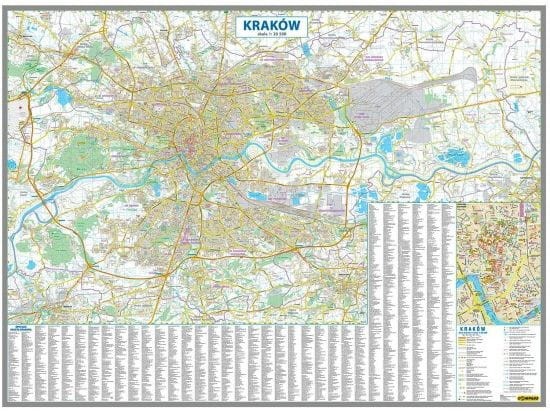 Kraków 1:20 500. Mapa ścienna / plan miasta. Wersja magnetyczna. Wydawnictwo: Compass