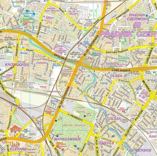 Kraków 1:20 500. Mapa ścienna / plan miasta. Wersja magnetyczna. Wydawnictwo: Compass. Fragment 4