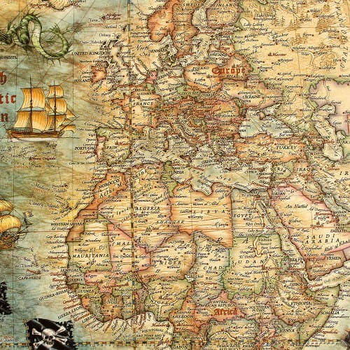 Świat Piratów. Mapa stylizowana. Wydawnictwo: Ray&Co. Fragment 9