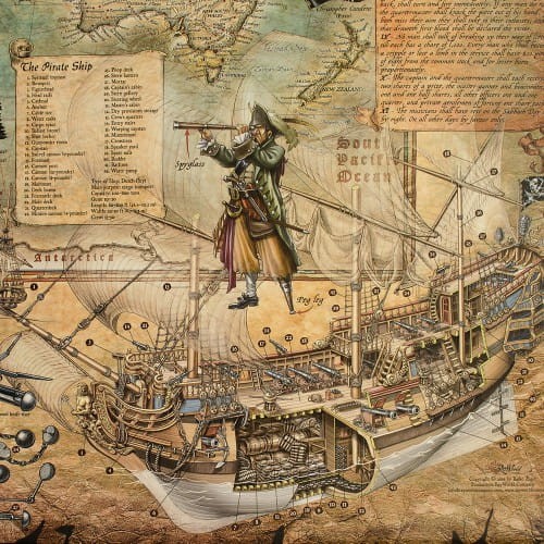 Świat Piratów. Mapa stylizowana. Wydawnictwo: Ray&Co. Fragment 11