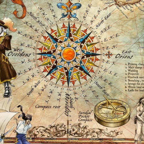 Świat Piratów. Mapa stylizowana. Wydawnictwo: Ray&Co. Fragment 13