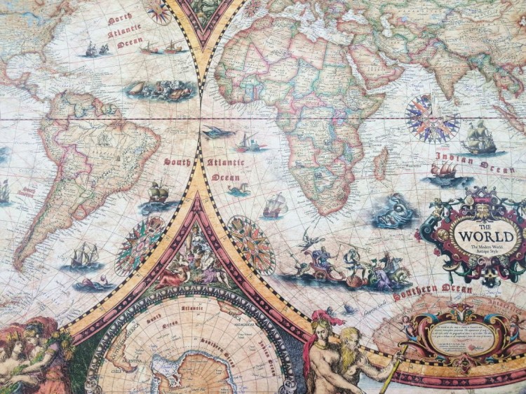 Świat Vintage. Mapa ścienna stylizowana. Fragment 1