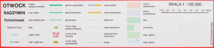 Okolice Warszawy / Warszawa i okolice. Mapa ścienna wydawnictwa Jokart. Legenda