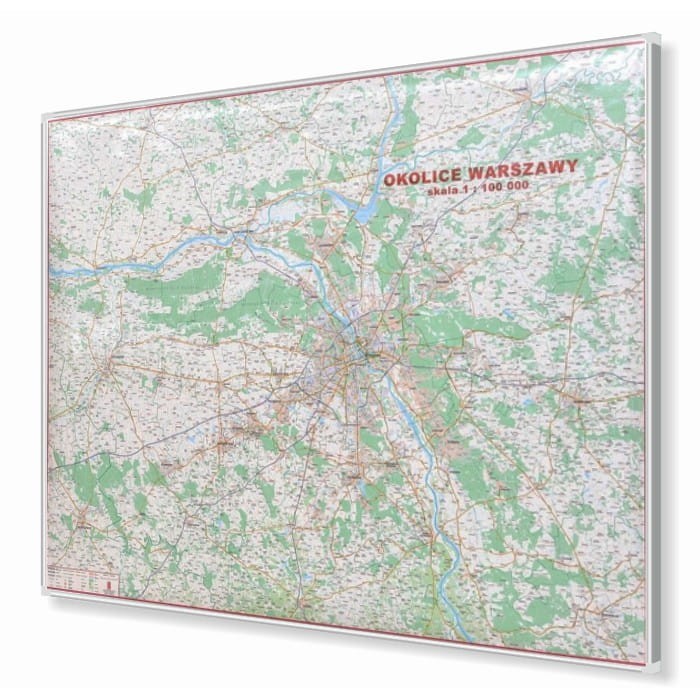 Okolice Warszawy / Warszawa i okolice. Mapa magnetyczna. Rama alu SLIM