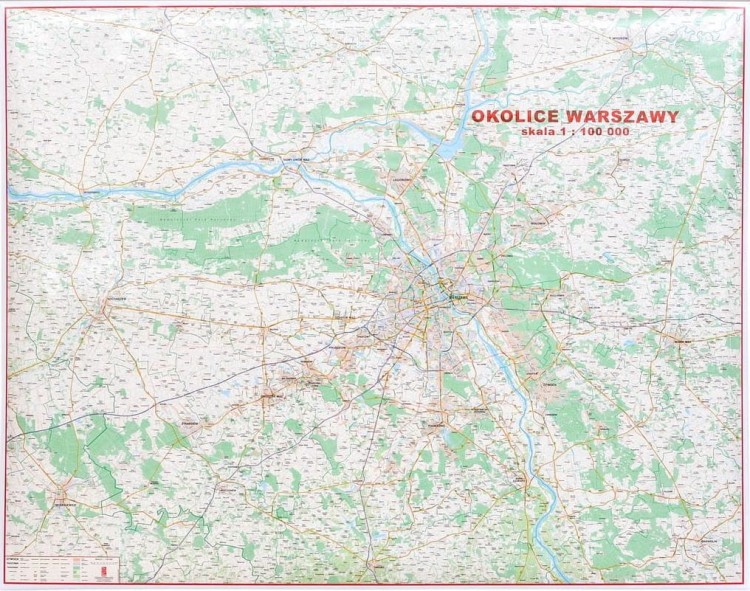 Okolice Warszawy / Warszawa i okolice. Mapa magnetyczna. Rama alu SLIM