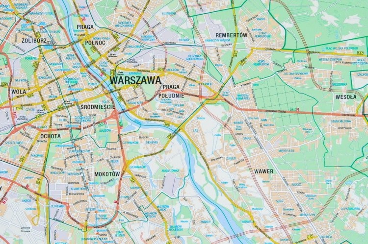 Okolice Warszawy / Warszawa i okolice. Mapa magnetyczna. Rama alu SLIM. Fragment 1